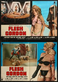 6b0921 FLESH GORDON group of 2 Italian 18x26 pbustas 1974 sexy sci-fi spoof, great sexy wacky images!