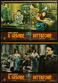 6b0843 GREAT DICTATOR group of 9 Italian 18x26 pbustas R1970s Charlie Chaplin as Hynkel, different!