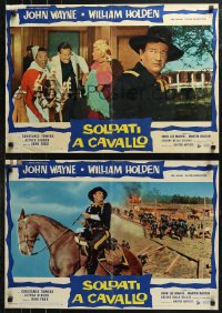 6b0885 HORSE SOLDIERS group of 6 Italian 19x27 pbustas 1959 John Wayne & William Holden, John Ford!