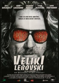 6b0727 BIG LEBOWSKI Yugoslavian 19x27 1998 Coen Bros, image of Jeff Bridges in psychedelic shades!