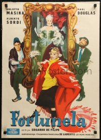 6b0755 FORTUNELLA Yugoslavian 20x27 R1970s art of Giulietta Masina & cast, Fellini, fantasy comedy!