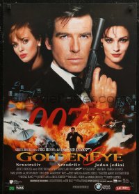6b0759 GOLDENEYE video Yugoslavian 19x27 1995 Pierce Brosnan as Bond, Scorupco, Famke Janssen!