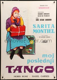 6b0782 MY LAST TANGO Yugoslavian 20x28 1960 Mac art of Sara Montiel waiting w/luggage!