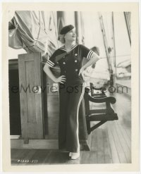 6c0973 CAROLE LOMBARD 8.25x10 still 1930s full-length modeling her sailor outfit on a sailboat!