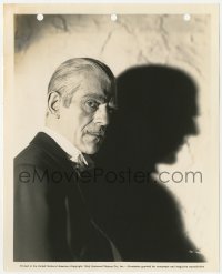 6c0994 CLIMAX 8x10 still 1944 great close up of creepy Boris Karloff with his shadow on the wall!