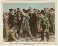 6c0819 GO WEST color 8x10.25 still 1940 crowd watches Groucho, Chico & Harpo Marx on train tracks!