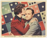 6c0820 GUYS & DOLLS color 8x10 still #7 1955 Marlon Brando & Jean Simmons kiss over dice background!