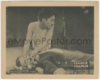 6c0851 BURLESQUE ON CARMEN 8x10 LC R1920 c/u of Charlie Chaplin as Darn Hosiery in Bizet parody!