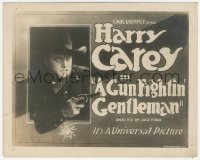 6c0855 GUN FIGHTIN' GENTLEMAN 8x10 TC 1919 great image of Harry Carey pointing gun, John Ford, rare!