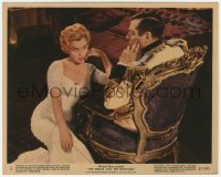 6c0827 PRINCE & THE SHOWGIRL color 8x10 still #5 1957 Marilyn Monroe sits in front of Laurence Olivier