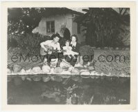 6c1416 ROY ROGERS 8.25x10 still 1940s with wife Arline & baby daughter Cheryl by their pond!