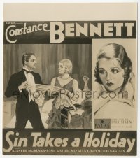 6c1449 SIN TAKES A HOLIDAY 6.75x7.5 still 1930 Constance Bennett in split image art for six-sheet!