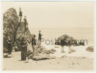 6c1492 SURF SCANDAL deluxe 6.25x8.25 still 1917 pretty girls in swimsuits on rocks by ocean, rare!