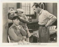 6c1499 SWING YOUR LADY 8x10.25 still 1938 Humphrey Bogart stares at Nat Pendleton getting a haircut!