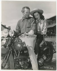 6c1503 TALL IN THE SADDLE candid 7.25x9.25 still 1944 Raines & Bond on motorcycle by Hendrickson!