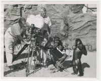 6c1504 TAMBA THE CHIMP 7.25x9 news photo 1954 rehearsing beside his stand-in Uncle Julius!