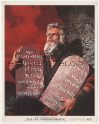 6c0836 TEN COMMANDMENTS color 8x10 still 1956 Heston as Moses holding tablets, Cecil B. DeMille