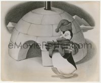 6c1519 THREE CABALLEROS 7.25x9 still 1944 cartoon Pablo the Penguin with firewood by igloo, Disney!