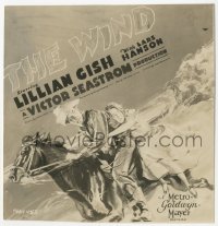 6c1580 WIND 7.25x7.25 still 1928 art of Lillian Gish rescued on horseback from six-sheet!