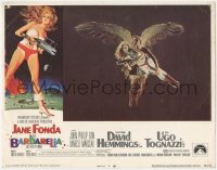 6c0279 BARBARELLA LC #3 1968 great image of sexy Jane Fonda flying w/ winged angel John Phillip Law!