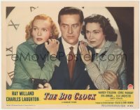 6c0293 BIG CLOCK LC #3 1948 best c/u of Ray Milland with gun, Maureen O'Sullivan & Rita Johnson!