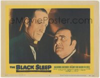 6c0302 BLACK SLEEP LC #6 1956 c/u of Basil Rathbone & Akim Tamiroff, terror-drug wakes the dead!