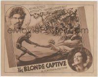 6c0306 BLONDE CAPTIVE LC 1931 art of topless beautiful white woman with island natives, ultra rare!