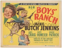 6c0023 BOYS' RANCH TC 1946 Al Hirschfeld art of Butch Jenkins on bull, James Craig, Dorothy Patrick