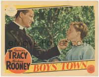 6c0318 BOYS TOWN LC 1938 Spencer Tracy as Father Flannagan tells Mickey Rooney as Whitey to chin up!
