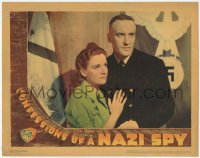 6c0368 CONFESSIONS OF A NAZI SPY LC 1939 close up of worried Dorothy Tree with George Sanders, rare!