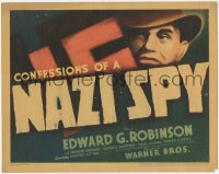6c0035 CONFESSIONS OF A NAZI SPY TC 1939 great moody art of Edward G. Robinson by swastika!