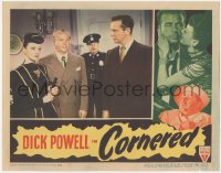 6c0375 CORNERED LC 1946 Dick Powell & cop Walter Slezak stare at sexy Nina Vale & Luther Adler!