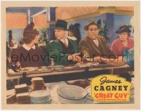 6c0463 GREAT GUY LC 1936 close up of James Cagney, Mae Clarke & Edward Brophy eating in diner!