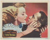 6c0497 I LOVE TROUBLE LC #5 1947 great c/u of Franchot Tone about to be kissed by sexiest Janet Blair!