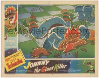 6c0522 JOHNNY THE GIANT KILLER LC #3 1953 great cartoon art of giant attacked by tiny people!