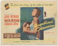 6c0129 MAGNIFICENT OBSESSION TC 1954 blind Jane Wyman holding Rock Hudson, Douglas Sirk directed!