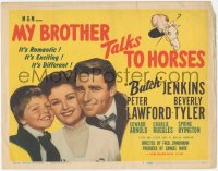 6c0147 MY BROTHER TALKS TO HORSES TC 1947 Hirschfeld art of Butch Jenkins & horse, Peter Lawford
