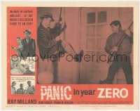 6c0627 PANIC IN YEAR ZERO LC #6 1962 cool action image of Ray Milland kicking in door, Frankie Avalon