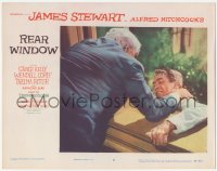 6c0645 REAR WINDOW LC #3 1954 Alfred Hitchcock, Raymond Burr pushes Jimmy Stewart out of window!