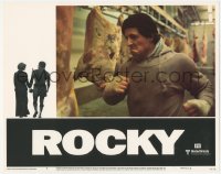 6c0667 ROCKY LC #5 1977 close up of Sylvester Stallone pounding sides of beef in freezer!
