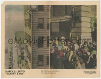 6c0686 SAFETY LAST LC 1923 split image of Harold Lloyd climbing building in both scenes, rare!