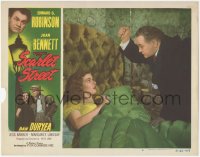 6c0693 SCARLET STREET LC #4 R1949 Fritz Lang, Edward G. Robinson about to stab Joan Bennett in bed!