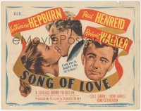 6c0200 SONG OF LOVE TC 1947 art of Katharine Hepburn & Paul Henreid kissing + Robert Walker!