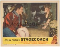 6c0730 STAGECOACH LC #8 R1948 great close up of John Wayne staring across hearth at Claire Trevor!