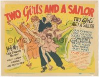 6c0228 TWO GIRLS & A SAILOR TC 1944 great art of Van Johnson w/sexy June Allyson & Gloria DeHaven!