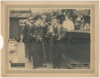 6c0772 VAGABOND LC R1922 Tramp Charlie Chaplin with violin fights with trumpeteer in bar, rare!