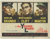 6c0242 YOUNG LIONS TC 1958 art of Nazi Marlon Brando, Dean Martin & Montgomery Clift in World War II