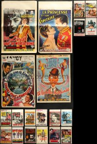 6d0829 LOT OF 20 FORMERLY FOLDED BELGIAN POSTERS 1950s-1960s great images from a variety of movies!
