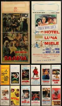 6d0851 LOT OF 14 FORMERLY FOLDED ITALIAN LOCANDINAS 1950s-1980s a variety of movie images!