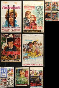 6d0836 LOT OF 14 FORMERLY FOLDED BELGIAN POSTERS 1950s-1980s a variety of cool movie images!